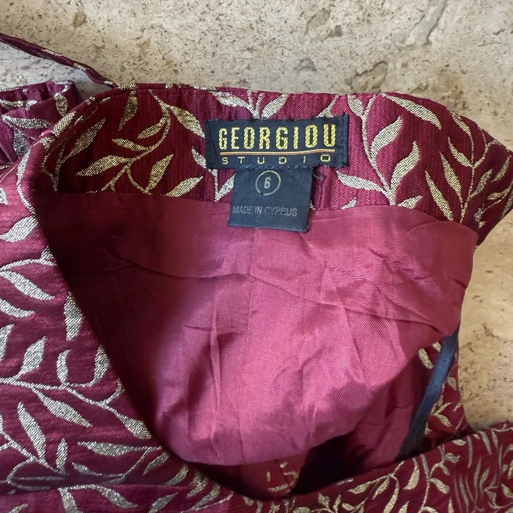 VINTAGE GEORGIOU Button Up Metallic Embroidered Halter Top - Picture 3 of 3